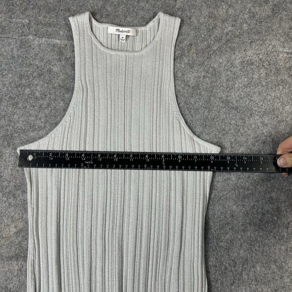 Madewell Shirt Womens Medium Lurex Phoebe Snowy Cutaway Tank Light Grey - Picture 3 of 8